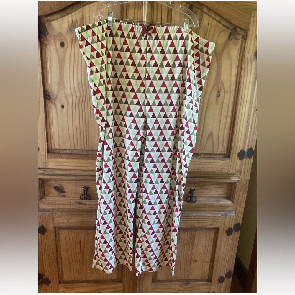 Women Nap Chat off white green red Christmas trees pajama lounge pants size 3XW